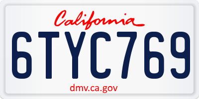 CA license plate 6TYC769