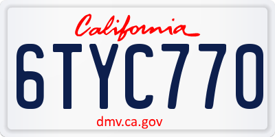 CA license plate 6TYC770