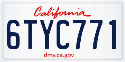 CA license plate 6TYC771