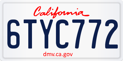 CA license plate 6TYC772