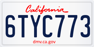 CA license plate 6TYC773