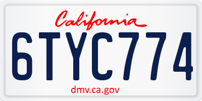 CA license plate 6TYC774