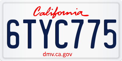 CA license plate 6TYC775