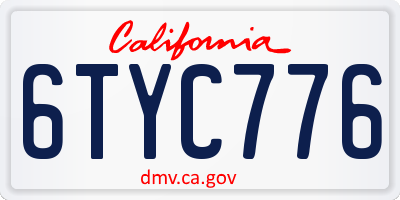 CA license plate 6TYC776