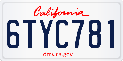 CA license plate 6TYC781