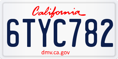 CA license plate 6TYC782