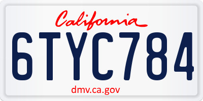 CA license plate 6TYC784