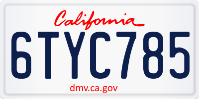 CA license plate 6TYC785