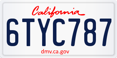CA license plate 6TYC787