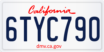 CA license plate 6TYC790