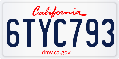 CA license plate 6TYC793