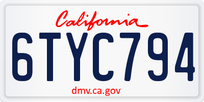 CA license plate 6TYC794