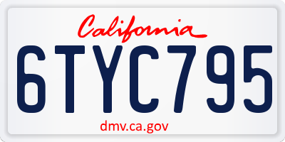 CA license plate 6TYC795