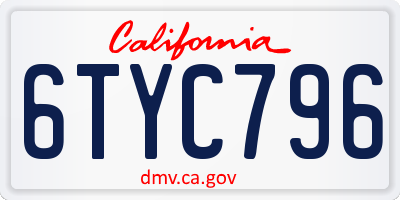 CA license plate 6TYC796