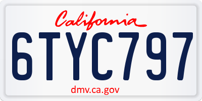 CA license plate 6TYC797