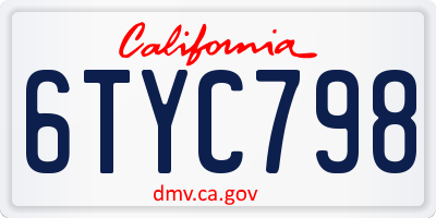 CA license plate 6TYC798