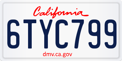 CA license plate 6TYC799