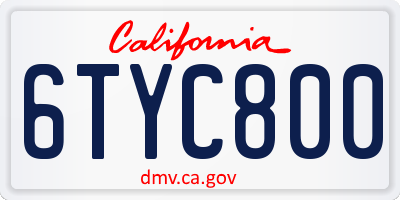 CA license plate 6TYC800