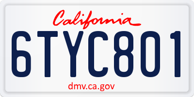 CA license plate 6TYC801