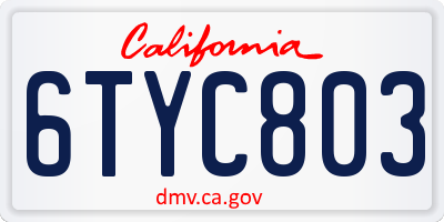 CA license plate 6TYC803