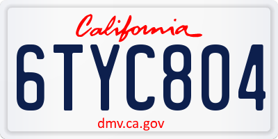 CA license plate 6TYC804
