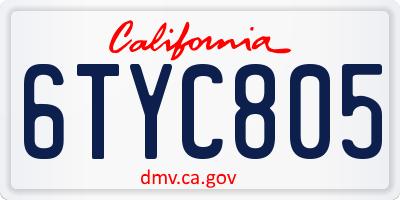 CA license plate 6TYC805