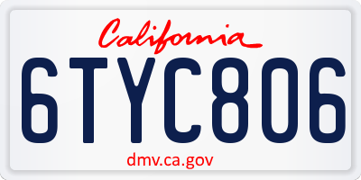 CA license plate 6TYC806
