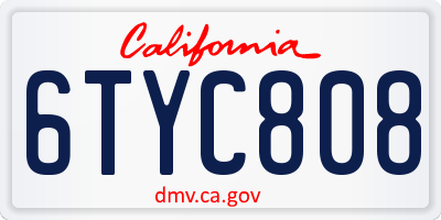 CA license plate 6TYC808