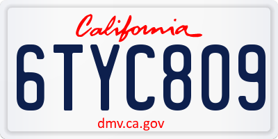 CA license plate 6TYC809