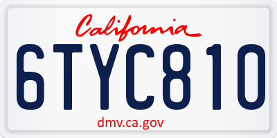 CA license plate 6TYC810