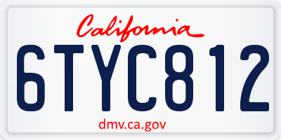 CA license plate 6TYC812