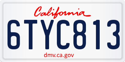 CA license plate 6TYC813