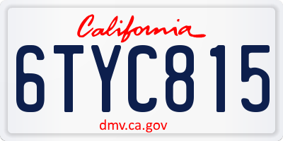 CA license plate 6TYC815