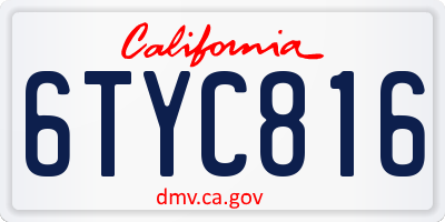 CA license plate 6TYC816