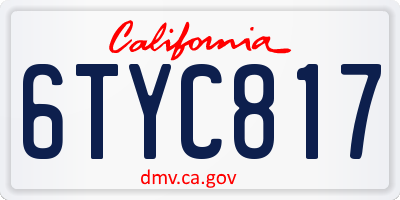 CA license plate 6TYC817