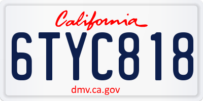 CA license plate 6TYC818