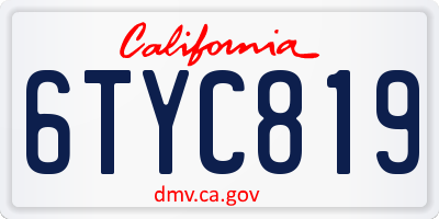 CA license plate 6TYC819