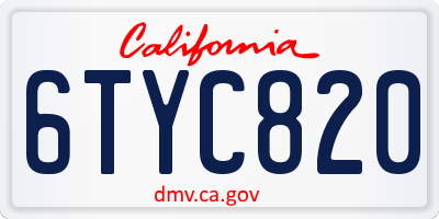 CA license plate 6TYC820