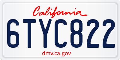 CA license plate 6TYC822