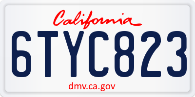 CA license plate 6TYC823