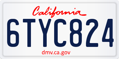 CA license plate 6TYC824