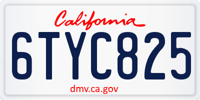 CA license plate 6TYC825