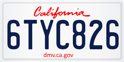CA license plate 6TYC826