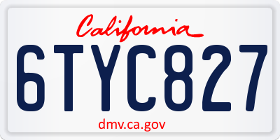 CA license plate 6TYC827