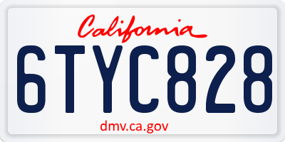 CA license plate 6TYC828