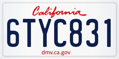 CA license plate 6TYC831