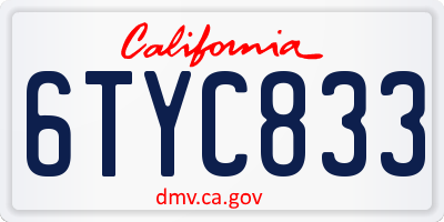 CA license plate 6TYC833