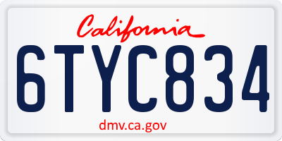CA license plate 6TYC834