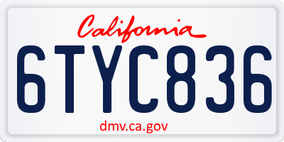 CA license plate 6TYC836