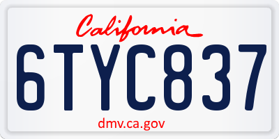 CA license plate 6TYC837